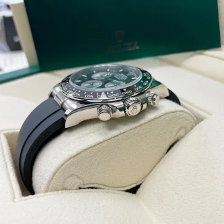 【Super Clone】Rolex Cosmograph Daytona White Gold Mens Watch-126519LN Black Oysterflex