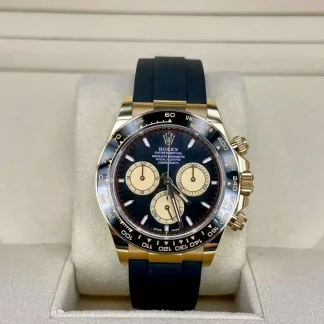 【Super Clone】Rolex Daytona Yellow Gold / Ceramic / Black / Oysterflex  m126518ln-0004