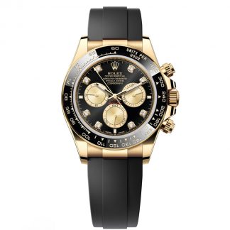 【Super Clone】Rolex Daytona Yellow Gold / Ceramic / Black / Diamond-Set / Oysterflex  m126518LN-0006