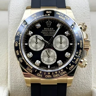 【Super Clone】Rolex Daytona Yellow Gold / Ceramic / Black / Diamond-Set / Oysterflex  m126518LN-0006