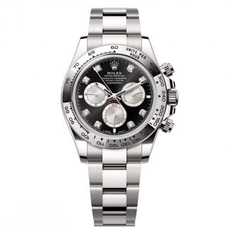 【Super Clone】Rolex Daytona White Gold / Black/ Diamond-Set /Oyster  m126509-0002