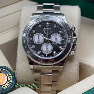 【Super Clone】Rolex Daytona White Gold / Black/ Diamond-Set /Oyster  m126509-0002