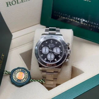 【Super Clone】Rolex Daytona White Gold / Black/ Diamond-Set /Oyster  m126509-0002