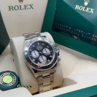 【Super Clone】Rolex Daytona White Gold / Black/ Diamond-Set /Oyster  m126509-0002