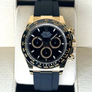 【Super Clone】Rolex Daytona Yellow Gold / Ceramic / Black / Oysterflex  m126518ln-0008