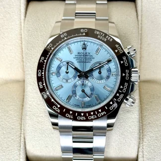 【Super Clone】Rolex Daytona 40mm Platinum Ice Blue Diamond Baguette Dial  m116506