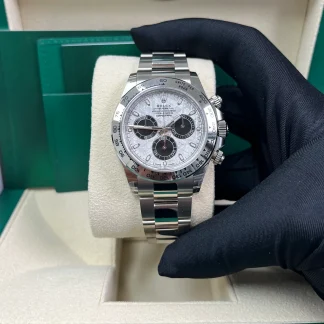 【Super Clone】Rolex Daytona White Gold Daytona 40mm Meteorite Dial Steel and Black Oyster (Reference # 116509)
