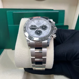 【Super Clone】Rolex Daytona White Gold Daytona 40mm Meteorite Dial Steel and Black Oyster (Reference # 116509)