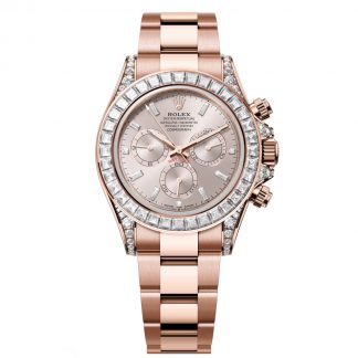 【Super Clone】Rolex Cosmograph Daytona 40mm Rose Gold Diamond Baguette Sundust Dial Diamond Bezel - 126595TBR