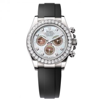 【Super Clone】Rolex Cosmograph Daytona 40mm White Gold Mother of Pearl Dial Diamond Bezel Oysterflex - 126589RBR