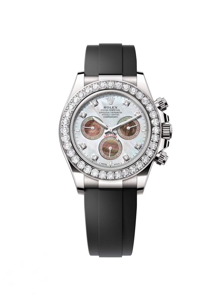 【Super Clone】Rolex Cosmograph Daytona 40mm White Gold Mother of Pearl Dial Diamond Bezel Oysterflex - 126589RBR