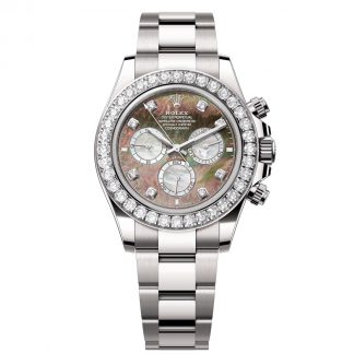 【Super Clone】Rolex Cosmograph Daytona 40mm White Gold Mother of Pearl Dial Diamond Bezel - 126579RBR