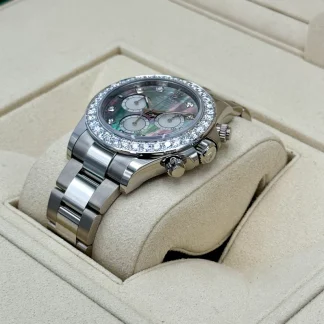 【Super Clone】Rolex Cosmograph Daytona 40mm White Gold Mother of Pearl Dial Diamond Bezel - 126579RBR