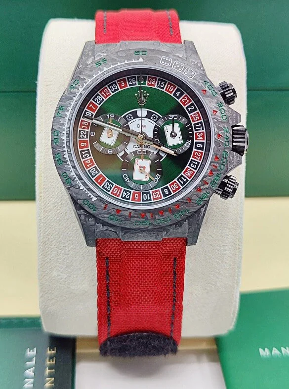 【Super Clone】Rolex Daytona DIW Carbon Lucky Player Casino Super Clone Swiss Replica Watch | Custom Made Limited Edition | 4130 Swiss Movement