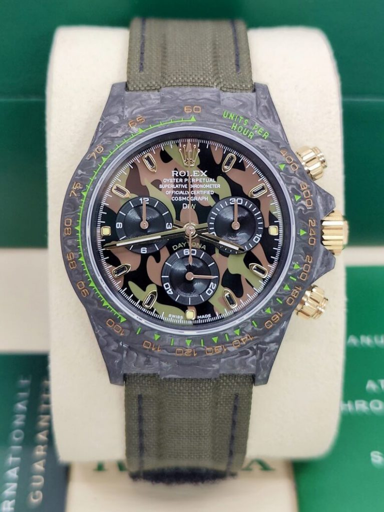 【Super Clone】Rolex Daytona DIW Carbon Military Green Super Clone Swiss Replica Watch | Custom Made Limited Edition | 4130 Swiss Movement