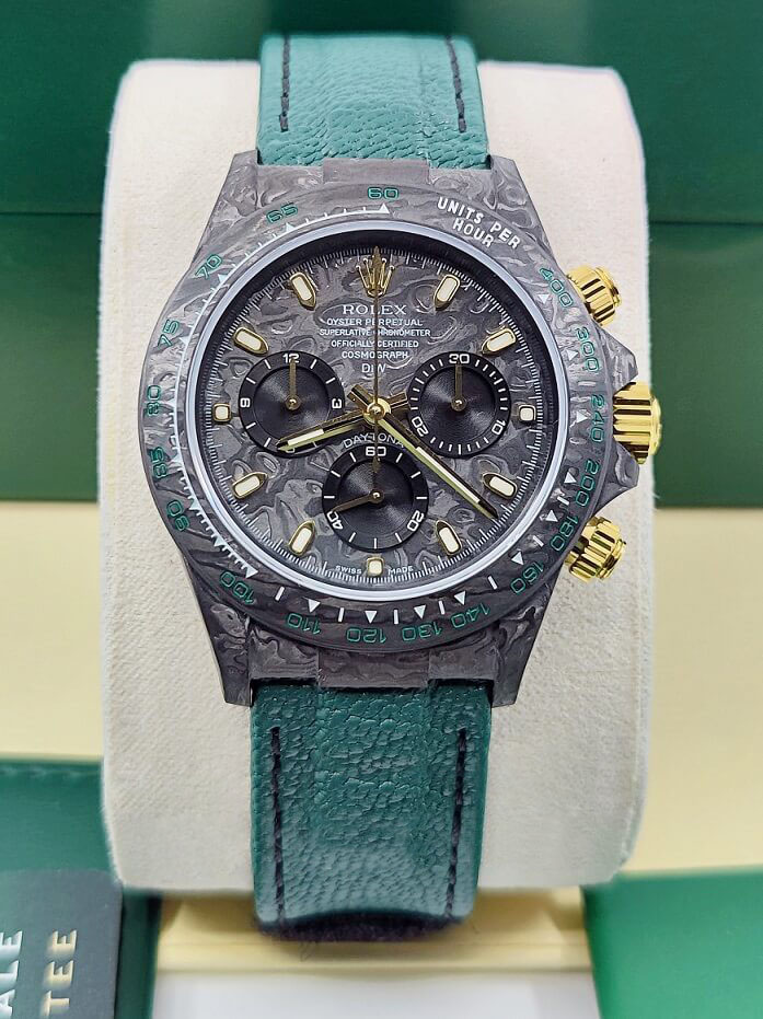 【Super Clone】Rolex Daytona DIW Carbon Emerald Green Super Clone Swiss Replica Watch | Custom Made Limited Edition | 4130 Swiss Movement