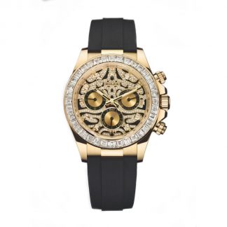 【Super Clone】Rolex Daytona Yellow Gold "Eye of the Tiger" /Oysterflex 116588TBR