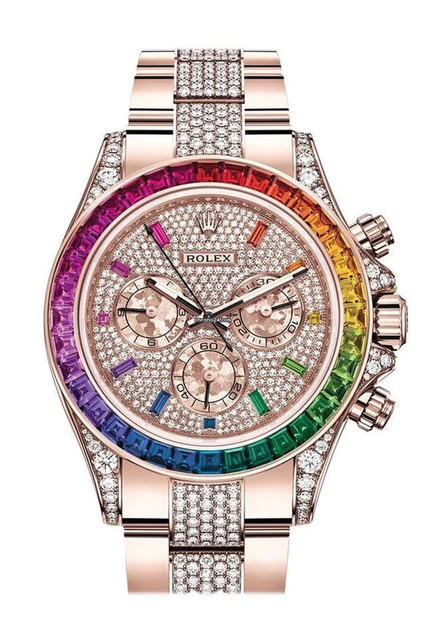 【Super Clone】Rolex Cosmograph Everose Daytona Factory Diamond Rainbow Edition 116595RBOW