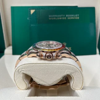 【Super Clone】Rolex Cosmograph Everose Daytona Factory Diamond Rainbow Edition 116595RBOW