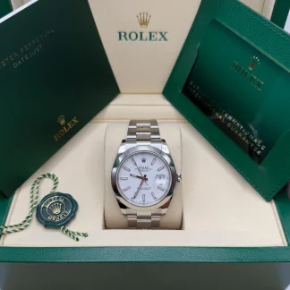 【Super Clone】RLX  Datejust 41mm 126300 White Index Oyster Stainless Steel Watch