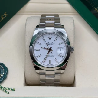 【Super Clone】RLX  Datejust 41mm 126300 White Index Oyster Stainless Steel Watch