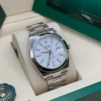 【Super Clone】RLX  Datejust 41mm 126300 White Index Oyster Stainless Steel Watch