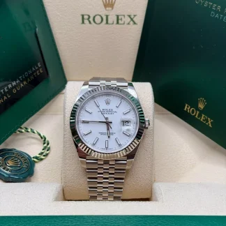 【Super Clone】RLX  Datejust 41mm  White Index Oyster Stainless Steel Men’s Watch - 126334