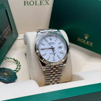 【Super Clone】RLX  Datejust 41mm  White Index Oyster Stainless Steel Men’s Watch - 126334