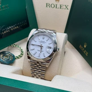 【Super Clone】RLX  Datejust 41mm  White Index Oyster Stainless Steel Men’s Watch - 126334