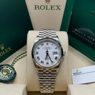 【Super Clone】RLX  Datejust 41mm 126334 White Roman Oyster Stainless Steel Mens Watch