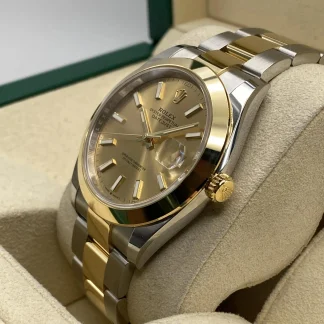 【Super Clone】RLX Datejust 41mm 126303 Champagne Index Oyster Steel and Yellow Gold Mens Watch