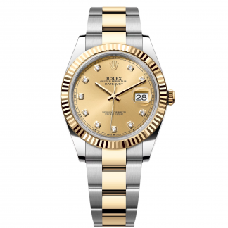 【Super Clone】RLX  Datejust 41mm Two-Tone Yellow Gold Fluted Bezel Champagne Diamond Dial Oyster - 126333