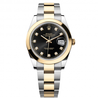 【Super Clone】RLX Datejust 41mm 126303 Black Diamond Oyster Steel and Yellow Gold Mens Watch