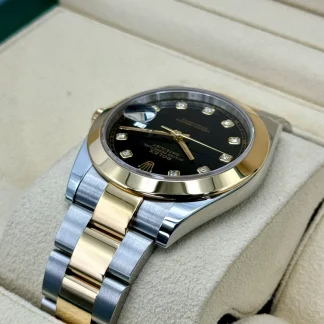 【Super Clone】RLX Datejust 41mm 126303 Black Diamond Oyster Steel and Yellow Gold Mens Watch