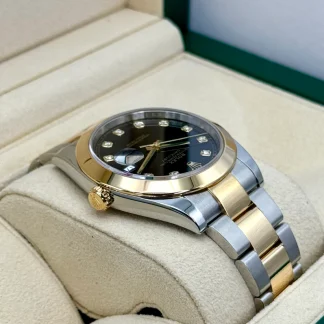 【Super Clone】RLX Datejust 41mm 126303 Black Diamond Oyster Steel and Yellow Gold Mens Watch