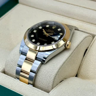 【Super Clone】RLX Datejust 41mm 126303 Black Diamond Oyster Steel and Yellow Gold Mens Watch