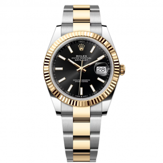 【Super Clone】RLX  Datejust 41mm Two-Tone Yellow Gold Fluted Bezel Black Index Dial Jubilee - 126333