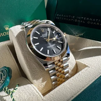 【Super Clone】RLX Datejust 41mm 126303 Black Index Jubilee 41mm Steel and Yellow Gold Mens Watch