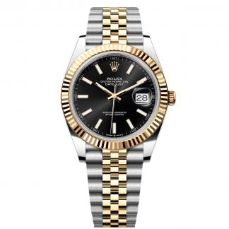 【Super Clone】RLX  Datejust 41mm Two-Tone Yellow Gold Fluted Bezel Black Index Dial Jubilee - 126333-0014