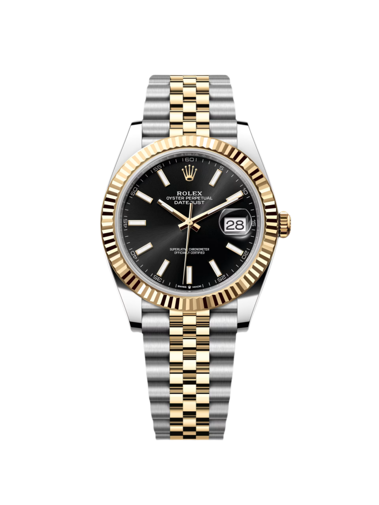 【Super Clone】RLX  Datejust 41mm Two-Tone Yellow Gold Fluted Bezel Black Index Dial Jubilee - 126333-0014