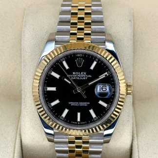 【Super Clone】RLX  Datejust 41mm Two-Tone Yellow Gold Fluted Bezel Black Index Dial Jubilee - 126333-0014