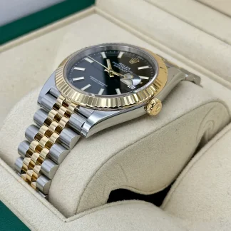 【Super Clone】RLX  Datejust 41mm Two-Tone Yellow Gold Fluted Bezel Black Index Dial Jubilee - 126333-0014