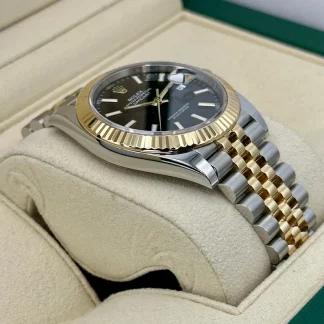【Super Clone】RLX  Datejust 41mm Two-Tone Yellow Gold Fluted Bezel Black Index Dial Jubilee - 126333-0014