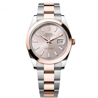 【Super Clone】RLX Datejust 41mm 126301 Sundust Index Oyster Steel and Everose Gold Watch