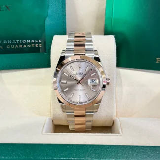 【Super Clone】RLX Datejust 41mm 126301 Sundust Index Oyster Steel and Everose Gold Watch