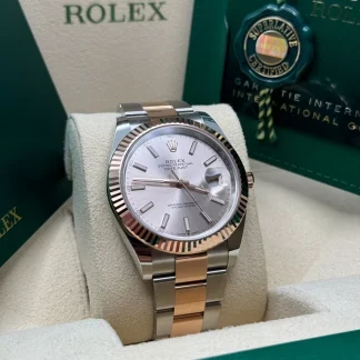 【Super Clone】RLX Datejust 41mm 126331 Sundust Index Oyster Steel and Everose Gold Watch