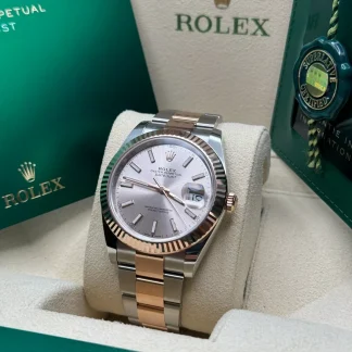 【Super Clone】RLX Datejust 41mm 126331 Sundust Index Oyster Steel and Everose Gold Watch