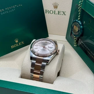 【Super Clone】RLX Datejust 41mm 126331 Sundust Index Oyster Steel and Everose Gold Watch