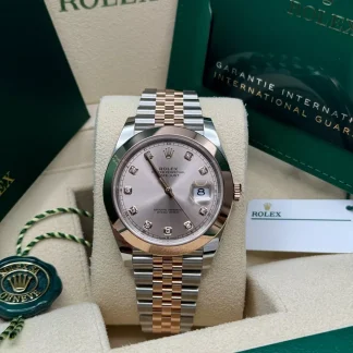 【Super Clone】RLX Datejust 41mm 126301 Sundust Diamond Jubilee Steel and Everose Gold Watch