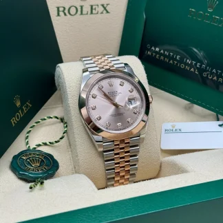 【Super Clone】RLX Datejust 41mm 126301 Sundust Diamond Jubilee Steel and Everose Gold Watch